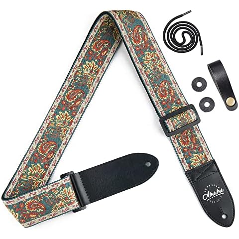 Amumu Guitar Strap Vintage Jacquard Paisley for Bass, Electric & Acoustic Guitar Accessories Cover