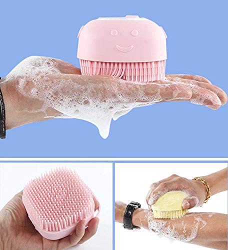 WmcyWell 80ml Silicone Massage Exfoliating Bath Shower Brush with Soap Dispenser Bath & Body Brushes Wash Scrubber Deep Cleaning for Women Men Children