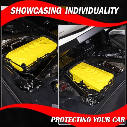 Image of for Corvette C8 Engine Cover Trim Compatible with Corvette C8 2020-2025 Stingray E-Ray Z51 Engine Bay Protection Panel Cover Trim Exterior Accessories ABS (Yellow)