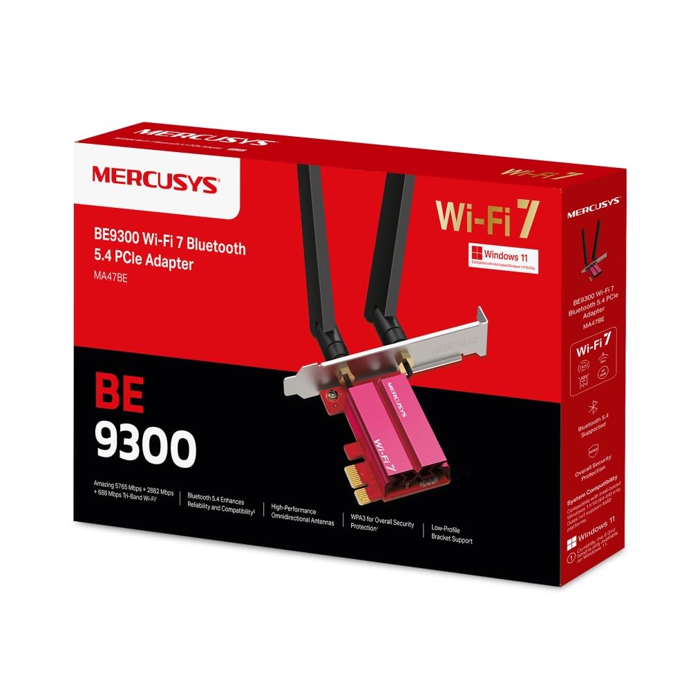 MERCUSYS MA47BE | Tarjeta WiFi para PC, Wi-Fi 7 PCIe, Bluetooth 5.4
