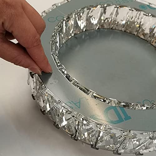 Am-Light Oustanding Circular Crystal Clear Chandelier Ceiling Light, Semi Crystal Edge, Elegant Chrome Finish for Living Room, Bedroom and Hallway. Size : 25cm Diameter