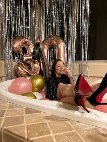 Image of Number Balloons Rose Gold 13 Balloon 40 inch for 13 31 Birthday Decorations | Saturated Color, Large 40 in, With Straw & Hanging Hole, For Back-to-School Season, Wedding, Christmas, New Year, Anniversary