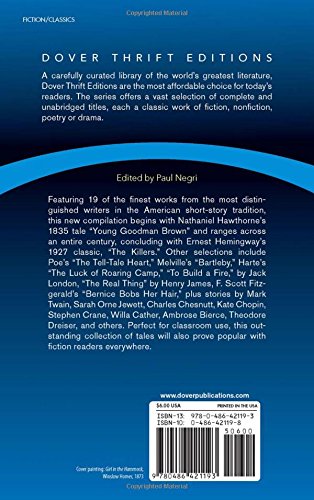 Great American Short Stories: Hawthorne, Poe, Cather, Melville, London, James, Crane, Hemingway, Fitzgerald, Bierce, Twain & More (Dover Thrift Editions: Short Stories) #TOP1
