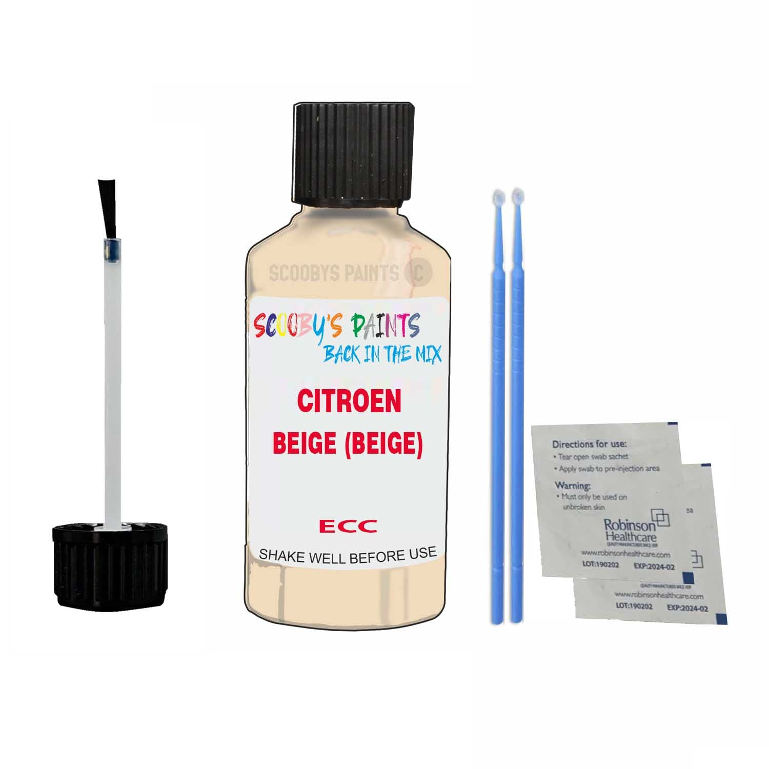 Scoobys Paints Back In The Mix Beige (Beige) Touch Up Paint For Citroen C3 Ecc 1984-2002 30Ml Bottle Brush Scratch Stone Chip Repair Pen