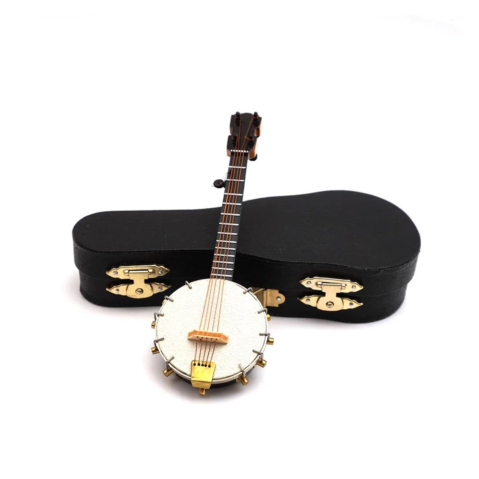 Mini Instrumento Musical Decoración Modelo De Banjo De Madera En Miniatura con Estuche De Soporte, Miniaccesorios para Instrumentos Musicales, Decoración