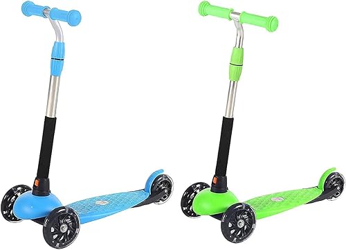 Dos scooters, juegos de bebé para niños de 2 a 4 años, triciclo para niños de 5 años, ruedas iluminadas, verde y azul, regalos de cumpleaños para