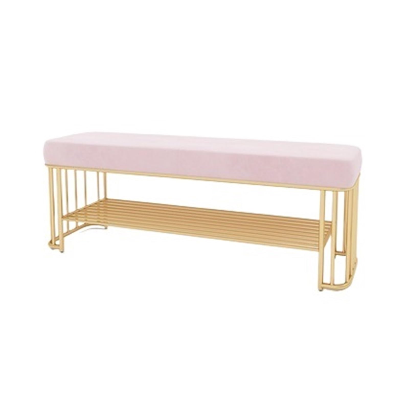 Banc d'entrée à chaussures avec coussin rembourré et rangement en métal noir