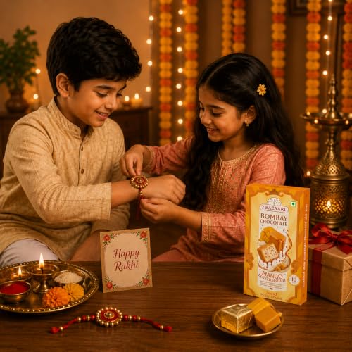 Image of 7 BAZAARI Rakhi Special Bombay Mango Vanilla Butterscotch Chocolate (95g Pack) - Premium Indian Fusion Festive Gift