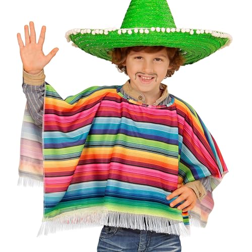 W WIDMANN MILANO Party Fashion - Costume enfant Mexicain, poncho, Carnaval, Fête à thème