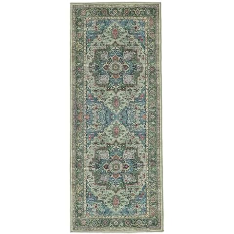 Georgia Oriental Rug - Green Runner Carpet Cover