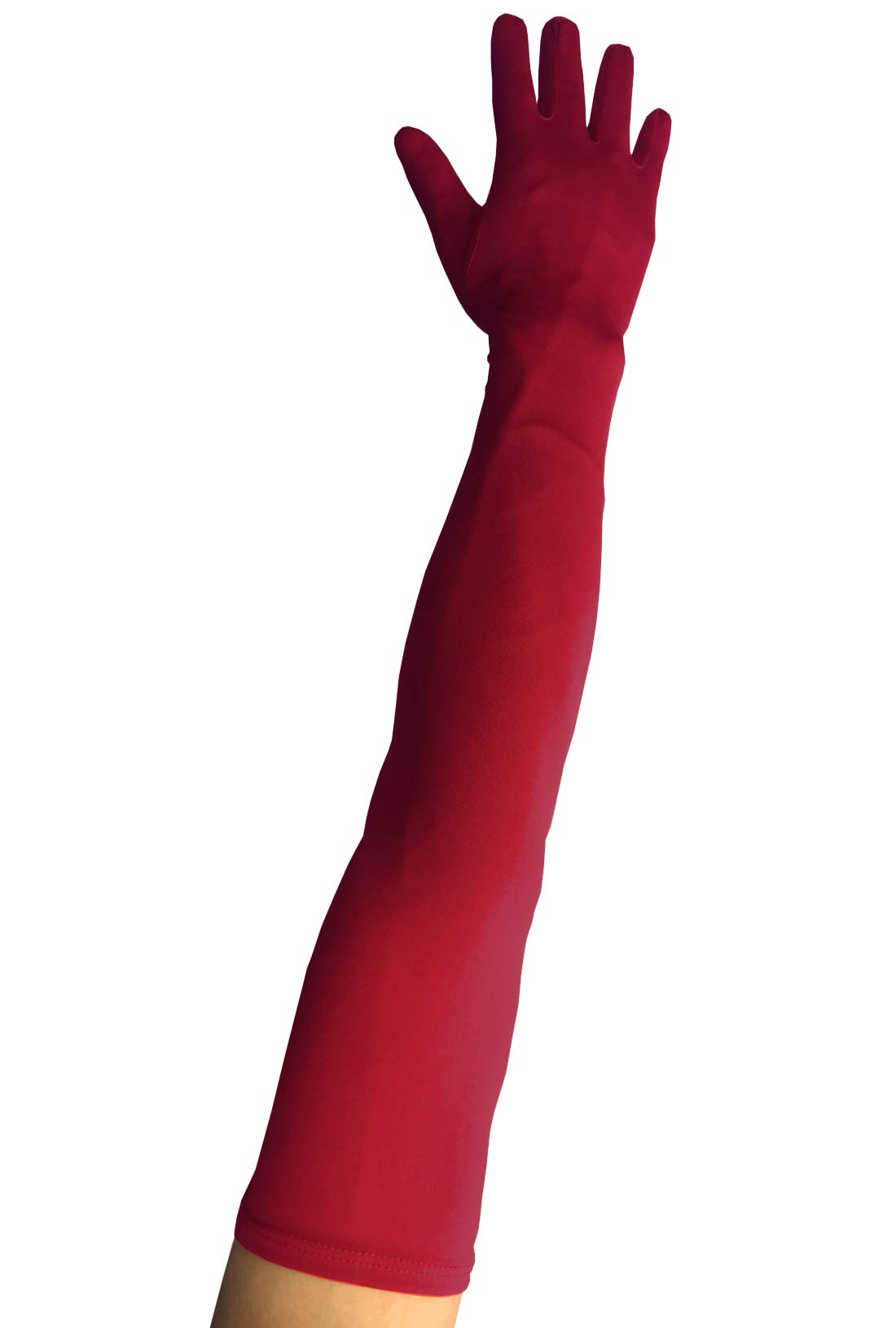 Seeksmile Classic Adult Size 22" Length Spandex Gloves Above Elbow Cosplay Costume Glove: Free Size Wine Red