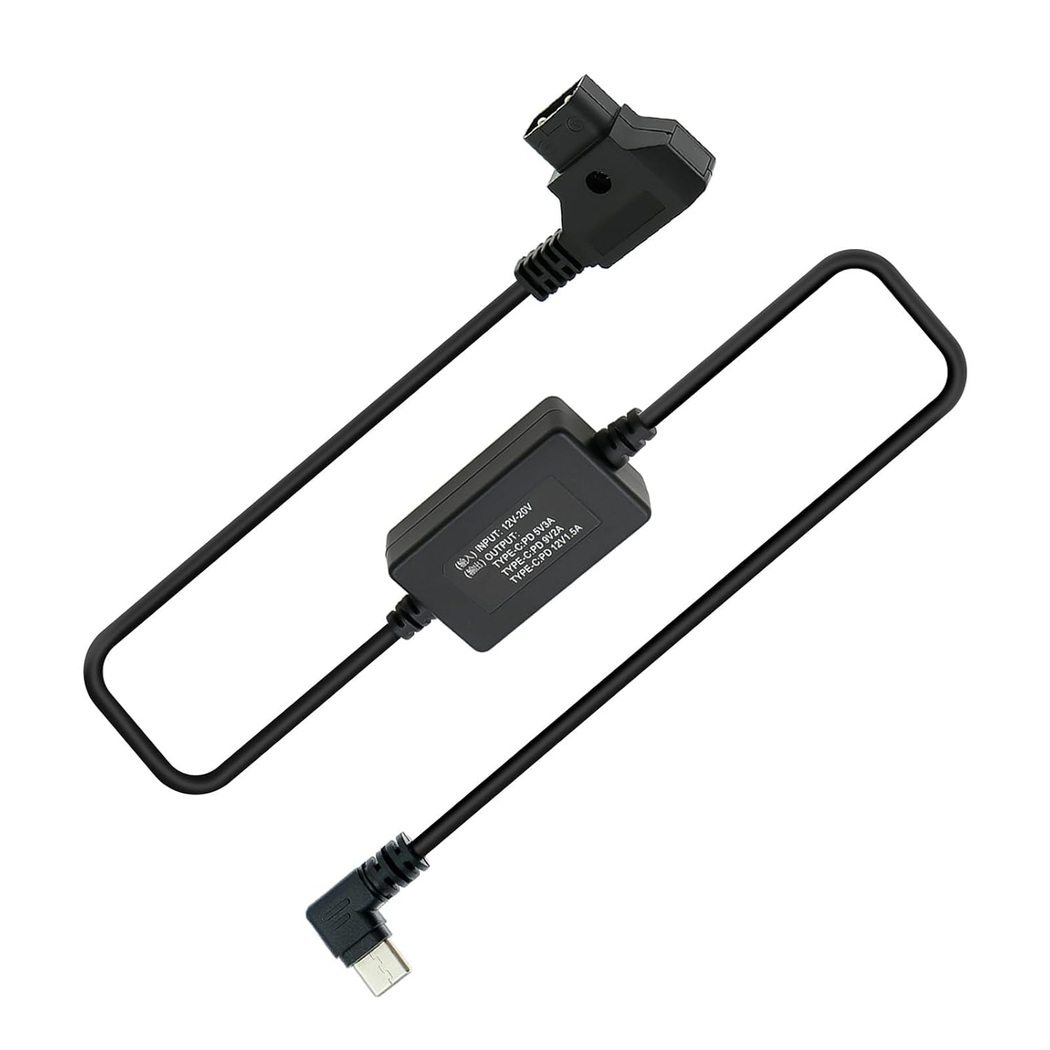 Uonecn Dtap to Right Angle USB-C Type-C PD Charger Fast Charging Cable for Cameras Transmitter Power Flexible Cable to D tap Regulated 5V | 9V| 12V Output 45cm | 18inch