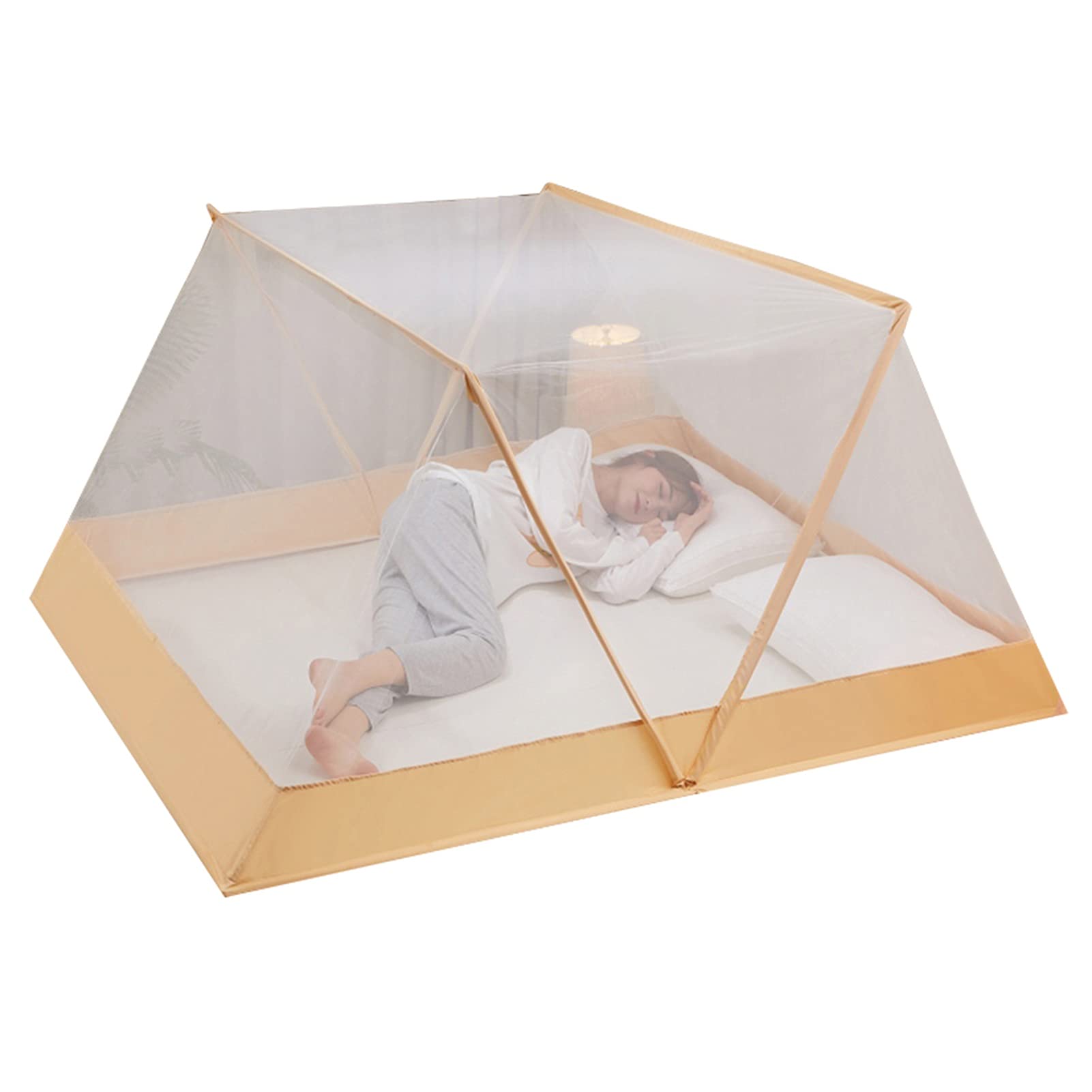 Moskitiera składana moskitiera, składana przenośna moskitiera ogrodowa, bezpłatna instalacja moskitiery (kolor: żółty, rozmiar: 135 x 190 x 80 cm)