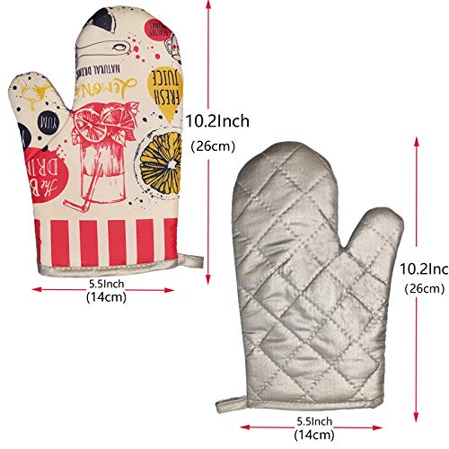 Fstiko Fresh Fruit Juice Oven Mitts And Pot Holders Sets 4 Pieces, Hot Pads Cotton Quilted Kitchen Mittens Bbq Gloves With Potholders Kitchen Microwave Gloves For Baking Cooking Grilling #TOP1