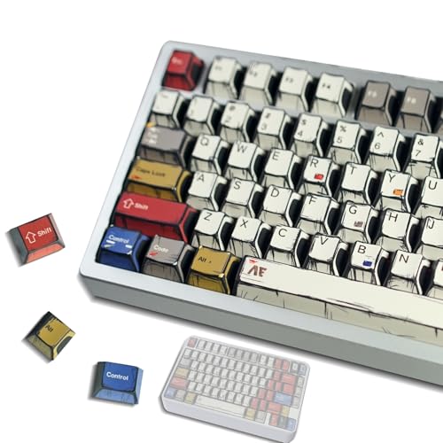 Retro Anime PBT Keycaps-Cherry Key caps, Manga Japanese Theme Keycaps 60 65 75 100 Percent, 5 Side Dye Sublimation 141 Keys Set for Cherry Gateron MX Switches Keyboards