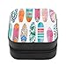 Kleine Schmuckschatulle mit Aquarell-Surfbrettern, personalisiertes Reiseetui, tragbare Leder-Organizer-Boxen, Geschenke für Frauen und Mädchen