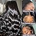 ANDRIA Body Wave Lace Front Wigs Glueless Lace Front Wig 13x4 HD Lace Front Wigs Synthetic Heat Resistant Fiber Hair Wig With Baby Hair Wigs For Black Women Long Loose Black Wig 26 Inches
