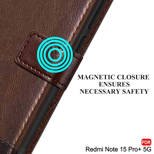 Image of TheGiftKart Flip Back Cover Case for Mi Redmi Note 15 Pro Plus 5G | Dual-Color Leather Finish | Inbuilt Stand & Pockets | Flip Back Case Cover for Redmi Note 15 Pro+ 5G (Faux Leather, Brown & Coffee)