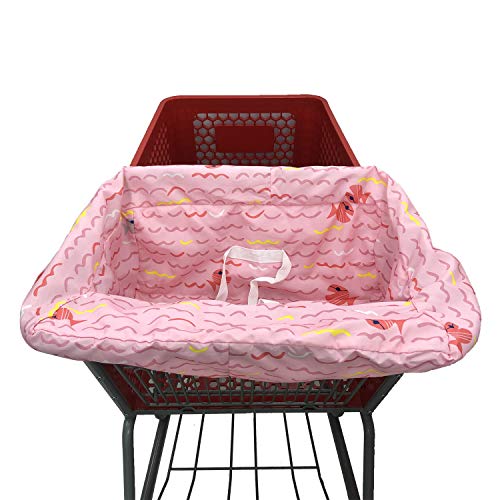 Portable 2-In1 Grocery Cart Cover And High Chair Seat Cover For Baby (Pink Fish) #TOP3