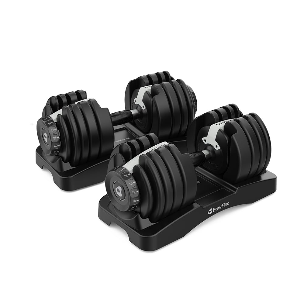 Bowflex SelectTech 52 Verstellbare Hanteln (Paar) 2–24 Kg, Einstellbar Schnellwahlsystem, Platzsparende Kurzhanteln, Für Home Gym Krafttraining, JRNY Kompatibel