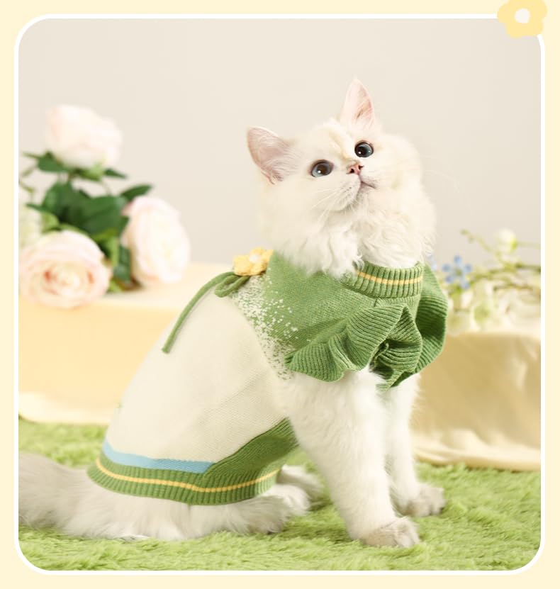 Suéter vestido flores para perro pequeño verde XS miniatura 3