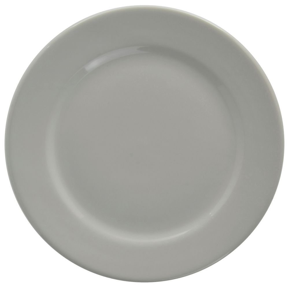 Dinner Plate with Rolled-Edge Bright White Stoneware - 9 3/4" Dia 24 Per Case by HUBERT – Large, Stoneware, Bright White, Pack of 24, Model BWWRC-9-HUB