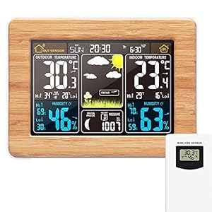 AOZBZ Wetterstation Funkuhr mit Außensensor, High-Tech-RF-Sensortechnologie Digital Thermometer Hygrometer Innen und…