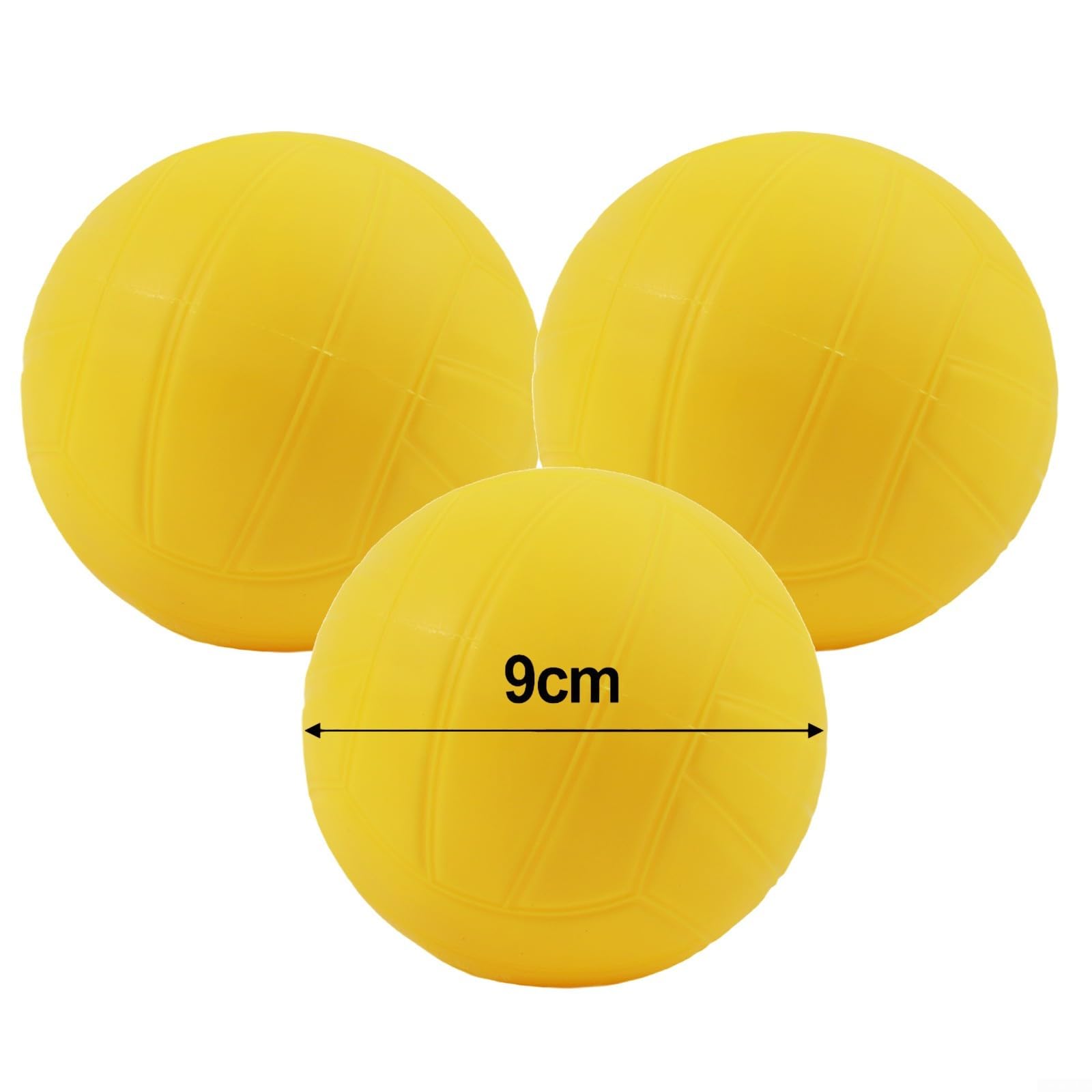 Paquete de 2 pelotas de repuesto para juego de Spikeball, juego de voleibol amarillo de PVC suave, tamaños de 9 cm y 12,5 cm, para playa, césped, entrenamiento deportivo al aire libre