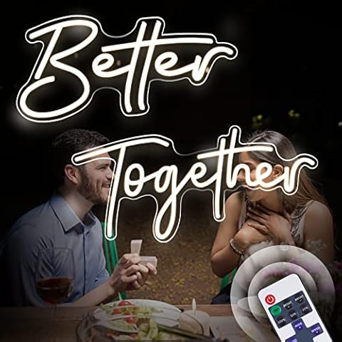 Better Together Neon Sign for Wedding Large Size Better Together Neon Light Sign with Dimmable Remote Control Chrismas Neon Light Sign Better Together 23.5x10.5in+17.5x8.5in for Party Chrismas Wedding Cover