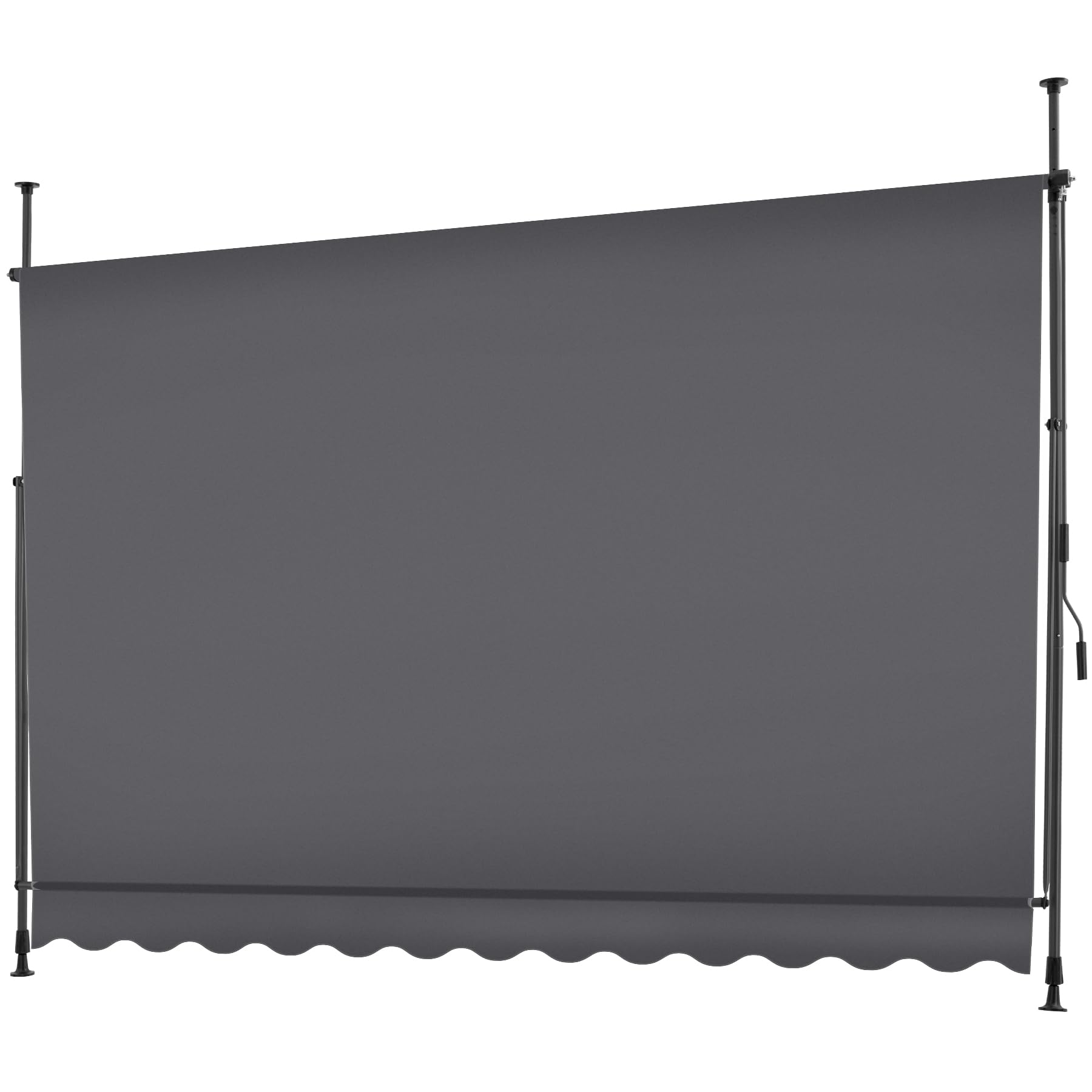 tectake® Tenda da Sole a Morsetto con Manovella, Altezza e Inclinazione Regolabile, Telo Impermeabile e Resistente ai Raggi UV, Ideale per Balcone e Terrazzo, 300x180cm - Nero/Grigio