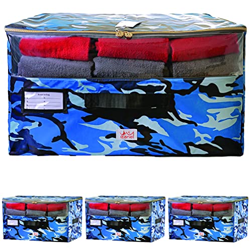 Professional Heavy Duty Extra Large Storage Bag, Moving Bag, for Traveling, Moving And Clothes, Oxford Material !!! [100L] 3 Sides Handles, Carry up to 66LB - 30KG, With Name Holder, Waterproof, Anti Lint, Clothes Organization (Camo - 3 Pack)