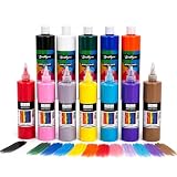 SÜDOR Lot de 12 peintures acryliques 500 ml   Peinture couvrante qualité supérieure pour bois, pierre, toile, carton à peindre, papier, tissu, cuir, métal, pouring x ml, Multicolore (12 couleurs)