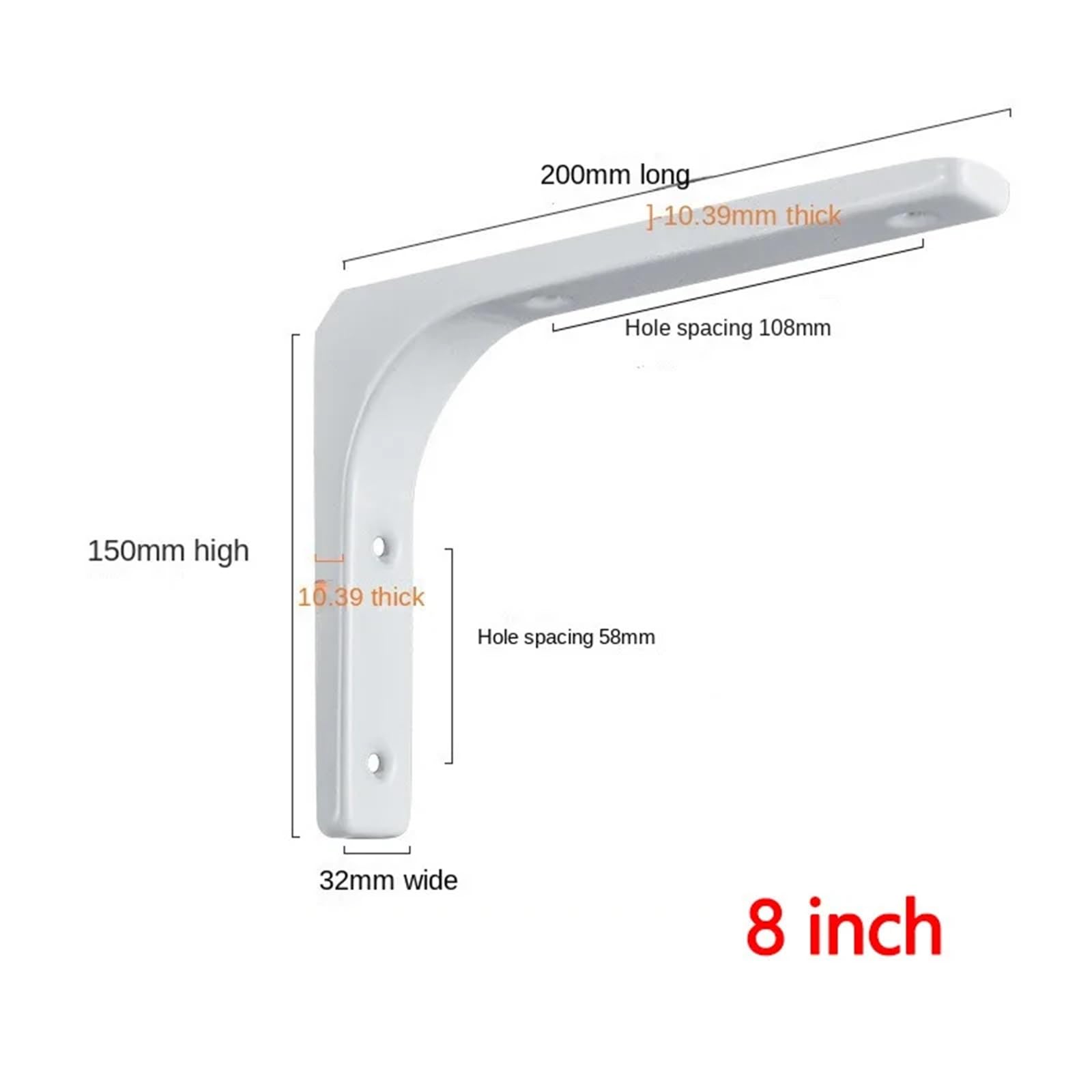 Regalhalterung Metall-Regalhalterungen, 20,3–30,5 Cm, Robuste L-Winkel-Wandhalterung Aus Edelstahl, Dekorativ for Schwebende Regale, Möbelbefestigung(White-2pcs,12 inch)