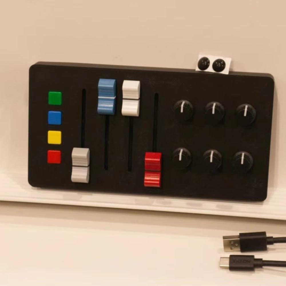 Toplionace EM-MIDI1 USB-MIDI-Controller – 4 Tasten, 4 Schieberegler, 6 Drehregler, Typ-C, Plug & Play für Sounddesign, Performance und Schnelle Sequenzierung