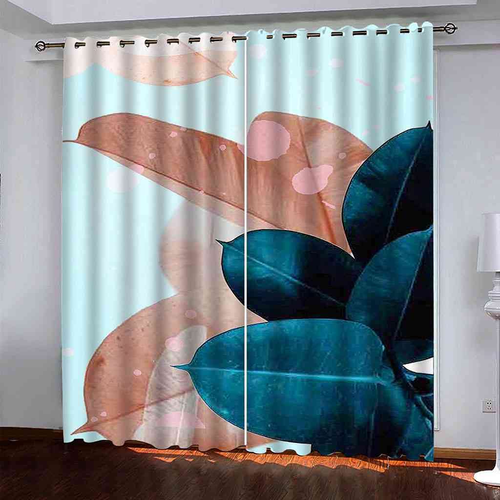 Rideau occultant salon d'enfants et chambre à motif feuilles végétales 300x270