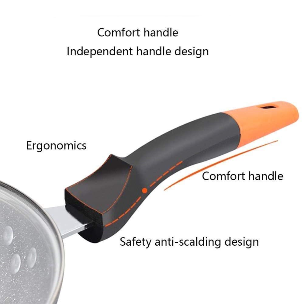 Wok de Aluminio Antiadherente Negro con Vidrio Templado y Tapa Antideslizante Cocina de Inducción de Silicona Fácil de Usar Ergonómico