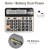 Large Mechanical Calculator,Dual Power Desk Calculator 14 Digit Big Buttons,Desktop Calculator Extra Large 5In LCD Display for Office, Home, School (Champaign Gold)