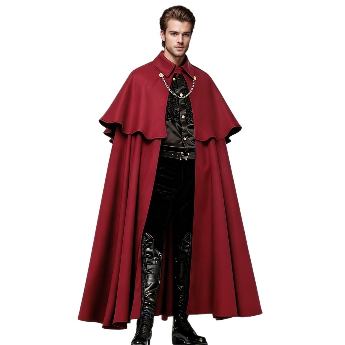 BPURB Cape de chevalier médiévale de la Renaissance pour homme – Costume steampunk unisexe pour Halloween, cosplay, fête gothique