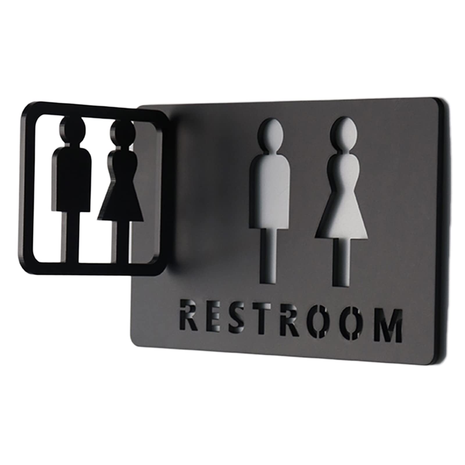 VNVFJKLO restroom sign, Black 8 Inch and 4 Combination, Acrylic Toilet Sign for a Restroom, for Offices, Businesses, and Restaurants(Black)