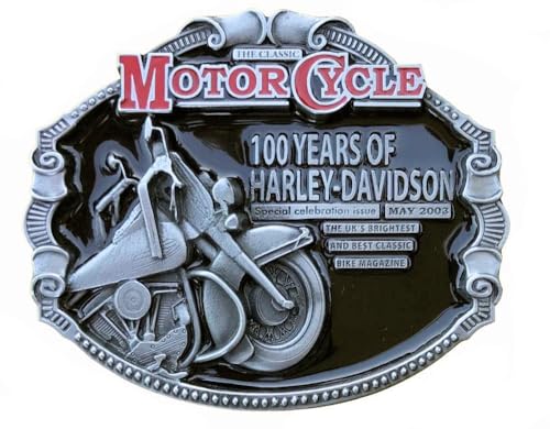 DRAGON DESIGNS TANSIDE LTD. Boucle de ceinture 100 ans de motard avec boîte de présentation, Noir , 90mm x 75mm