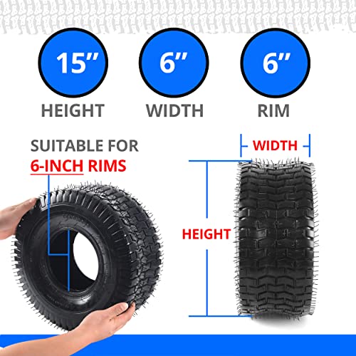Image of AR-PRO Combo Pack 15x6.00-6 Lawn Mower Tires (2 Tires+3 Tubes) - 4 Ply Replacement Tires and Tubes Heavy Duty for Lawn Garden Yard Tractors and ATVs