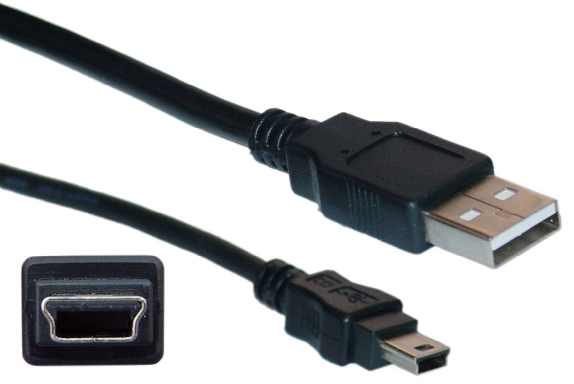 DragonTrading® - Cavo dati e ricarica USB Mini 2.0 A extra lungo (2 metri), a 5 poli B per fotocamera, GPS, TomTom, SatNav, Garmin, cellulari, MP3