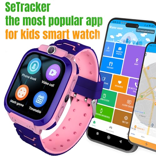 Image of GameSir Q18 Kids Smart Watch 1.44 inch TFT Display 3G / 4G SIM Support, Learning & Gaming Apps, Gift Watch, Waterproof, LBS Tracking /GPS, 2 Way Calling Smart Watch for Boys & Girls (Pink)