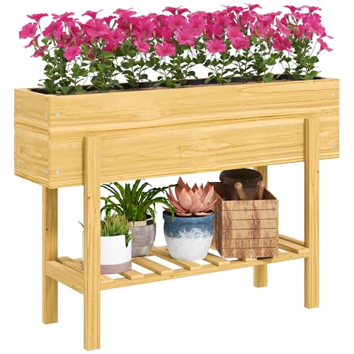 Outsunny Wooden Raised Garden Bed, 100 x 30 x 71 cm