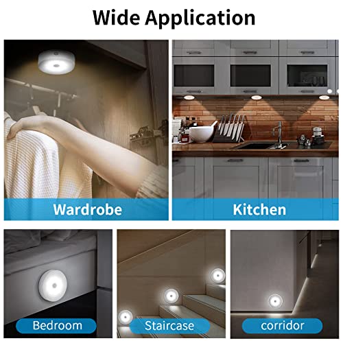 Haohiyo Led Motion Sensor Lights Battery-Powered Under Cabinet Light Closet Light Puck Lights Wireless Step Lights Under Counter Light For Hallway, Bedroom, Pantry (6 Pack) #TOP5
