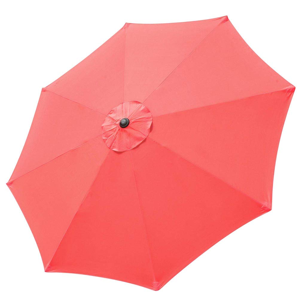 9ft Universal Polyester 8-rib Umbrella Replacement Canopy UV30+ Protection Sunblock Water Resistant for Outdoor Market Garden Patio Yard Beach Pool Table (Living Coral)