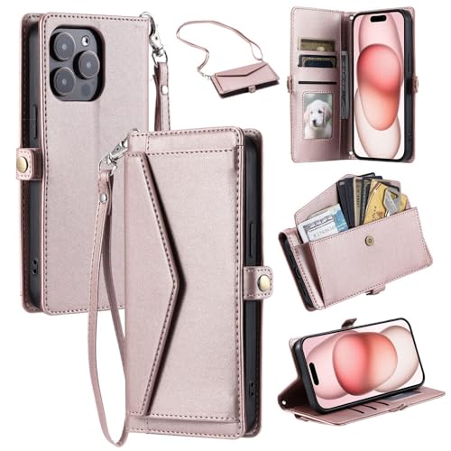 Coque iPhone 12 antichoc avec fentes cartes or rose aimantée