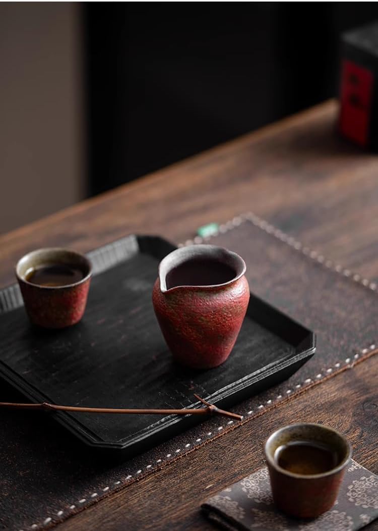 Man Shan Red Ocher Glaze Fairness Cup, Tea Strainer for Women-style1
