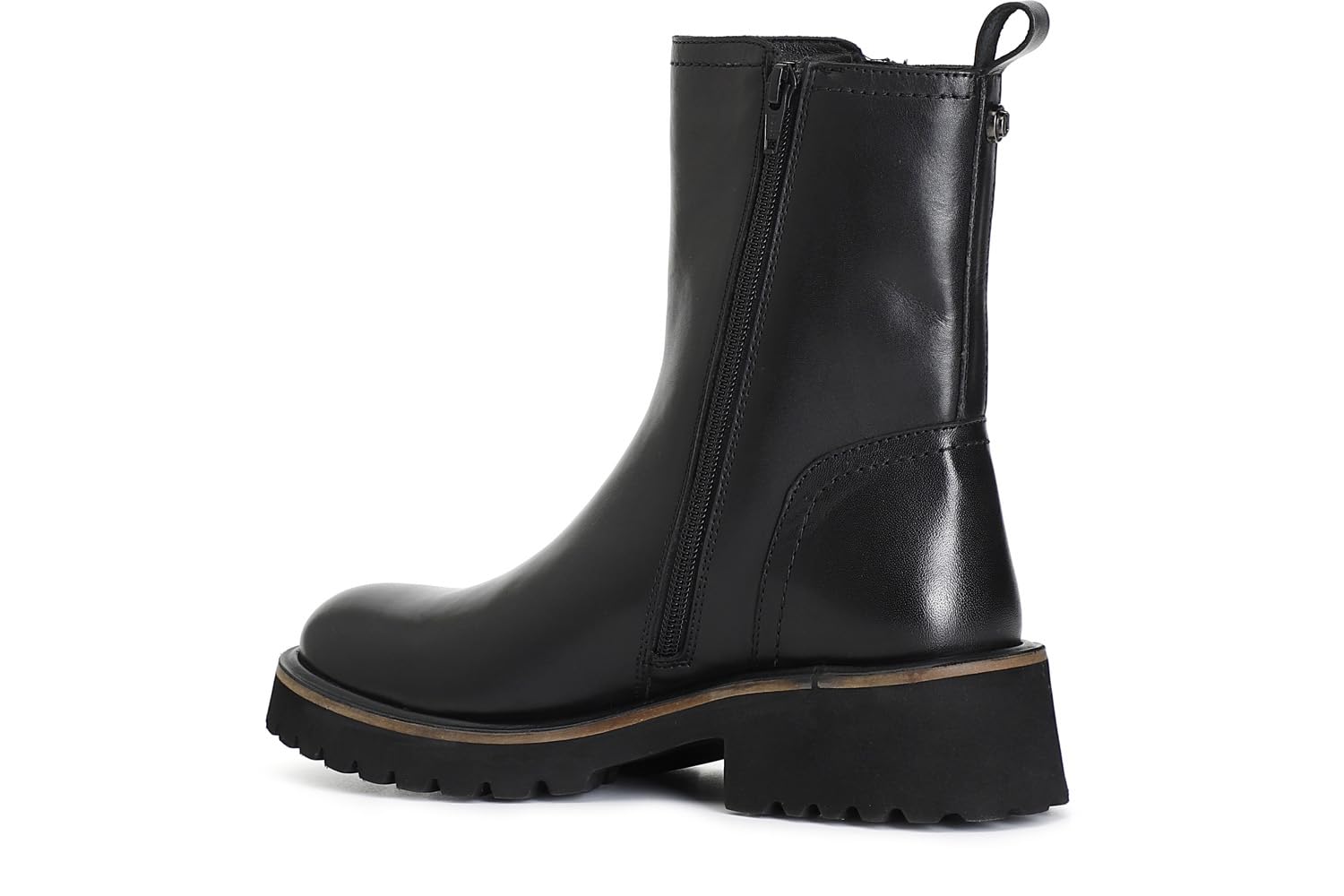 CAFèNOIR - Tronchetto da Donna in Pelle con Doppia Cerniera, Stivaletto Nero con Tacco Medio 50 mm e Borchietta Personalizzata, Scarpa Elegante con Soletta in Pelle, Calzata Comoda