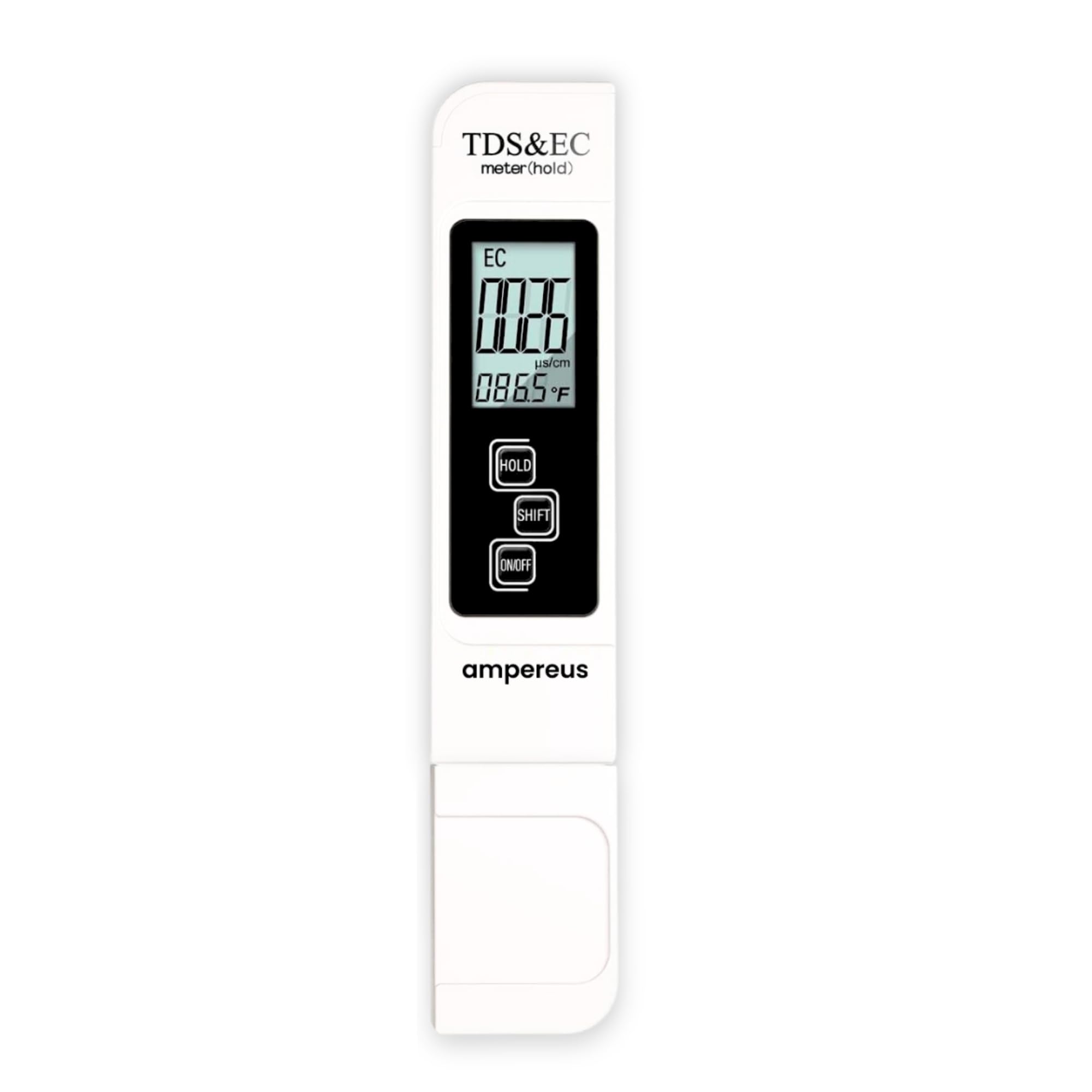(3 in 1) Digital Water TDS EC and Temperature Meter, ATC Function, 1ppm Resolution, 0-9990 ppm - White